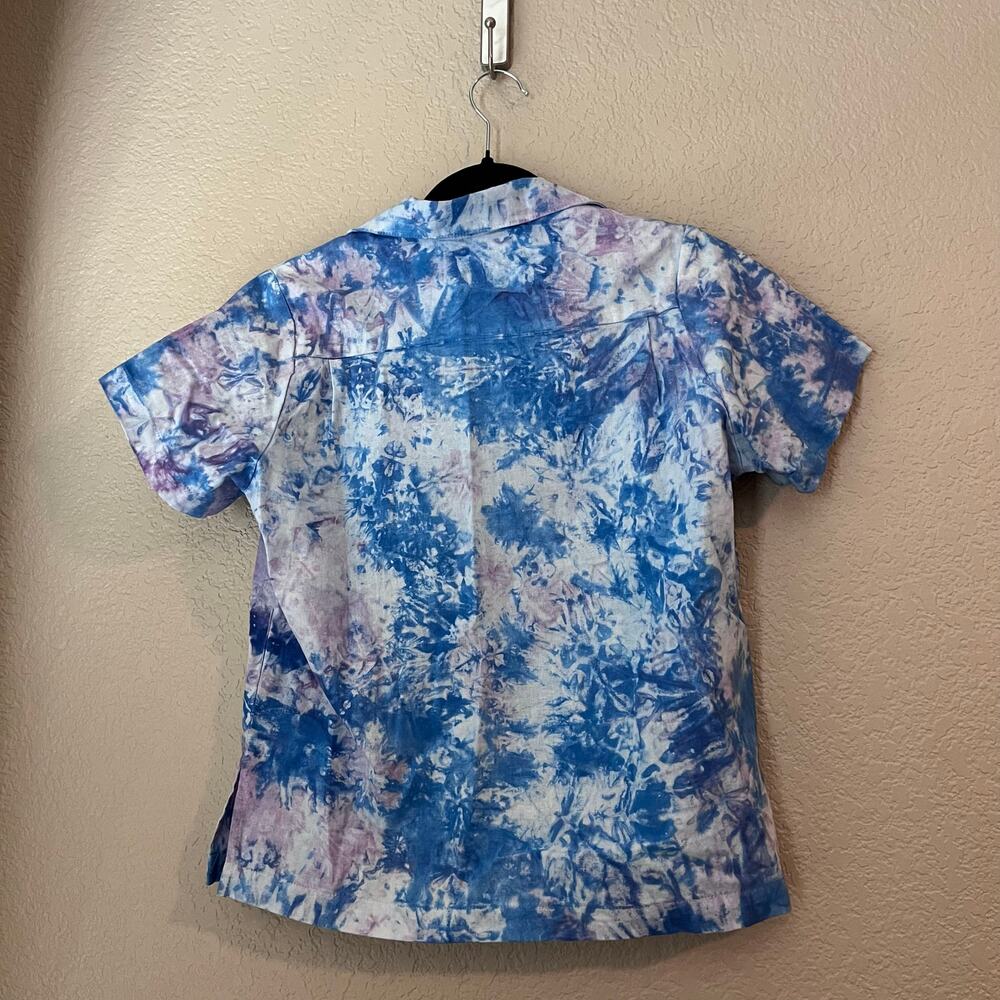 Big Bud Press Women’s Pantry Button Up Tie Dye Collared Shirt Size P Blue Purple - Picture 6 of 9